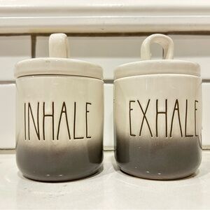 Rae Dunn Cream and Gray Storage Jars INHALE and EXHALE